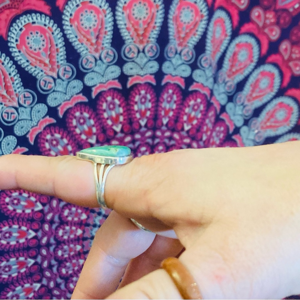 Turquoise Teardrop Ring W/ Solid Sterling Silver - image 8